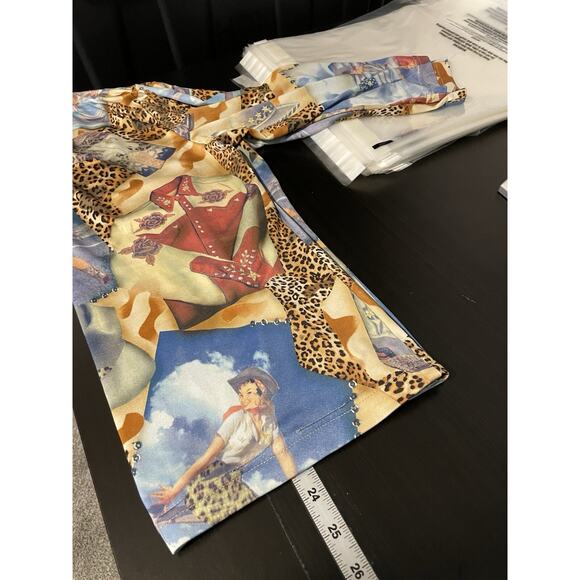 Vintage Cactus Flower Womens Top Large Colorful Abstract Print Artsy Wacky Y2K - Picture 7 of 8